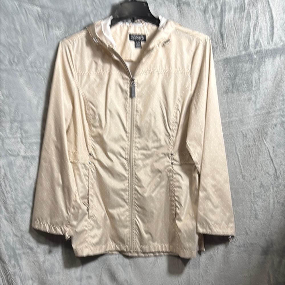 Jones New York jacket windbreaker XL Utility Jacket hood adjustable waist wrist